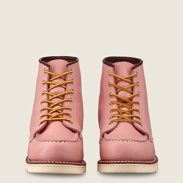 Red Wing Heritage Boots Pink - Womens 6-inch Classic Moc - Short Boundary Leather - 3980-IHSXT